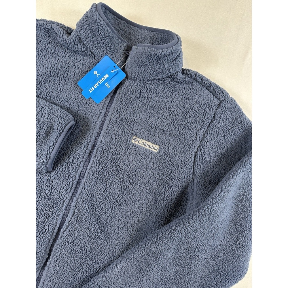 Columbia Men's Rugged Ridge III Sherpa Full Zip Large NWT Blue‎ Light Blue - Picture 2 of 8